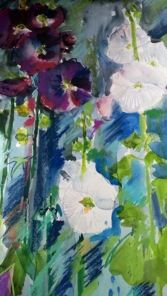 Hollyhocks - Deep Red Tone