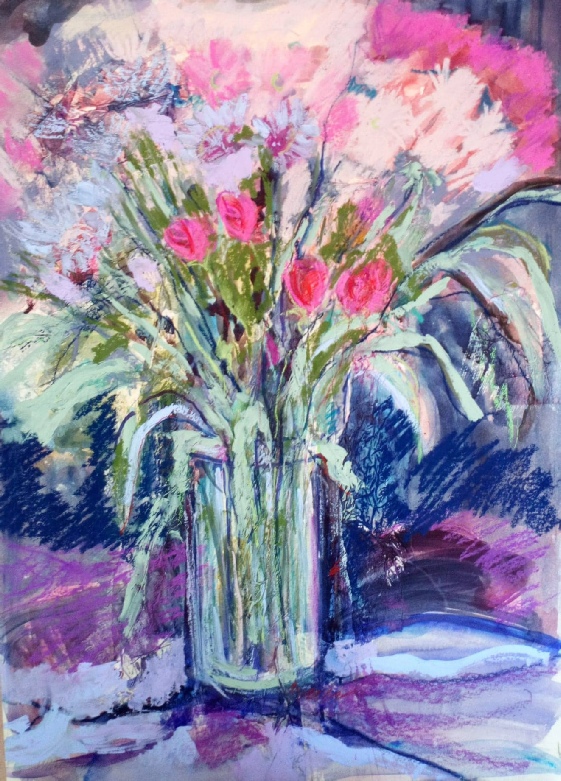Mixed media pastel and  water-based colours